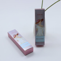 Small quantity pink cardboard covered with bright film folding essence water 30ml perfume box lipstick lip gloss packaging color box