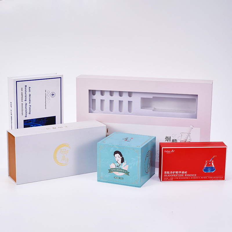 High-end gift box custom factory cosmetic packaging box skin care products top and bottom cover gift box black card flip cover essential oil packaging box