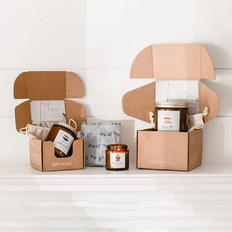 Custom designed window kraft paper box, soy candle aromatherapy packaging color box, kraft paper window box