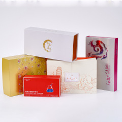 High-end gift box custom factory cosmetic packaging box skin care products top and bottom cover gift box black card flip cover essential oil packaging box
