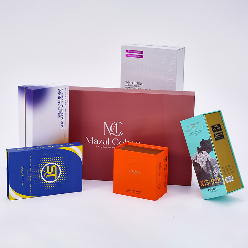 Creative special-shaped double-door skin care product gift box packaging set Film-coated and gold-stamped flip-top gift box with EVA lining