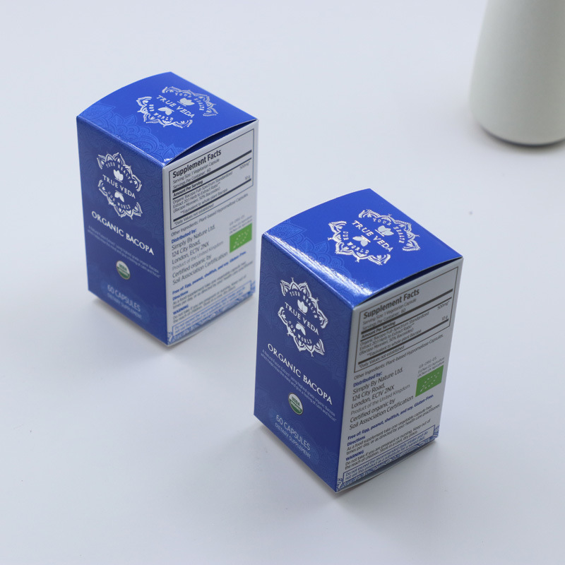 Manufacturer customized soft box gold stamping embossing silver stamping logo vitamin health care products double buckle white card color box custom made