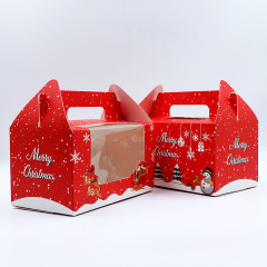 PVC window Christmas packaging box Cake packaging box Snowflake crisps snack packaging box Portable white cardboard box