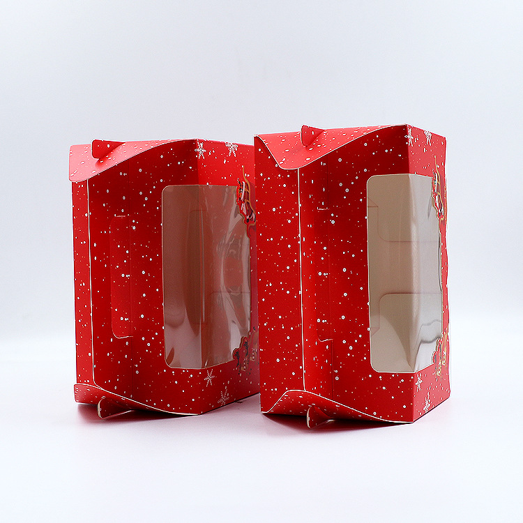 PVC window Christmas packaging box Cake packaging box Snowflake crisps snack packaging box Portable white cardboard box