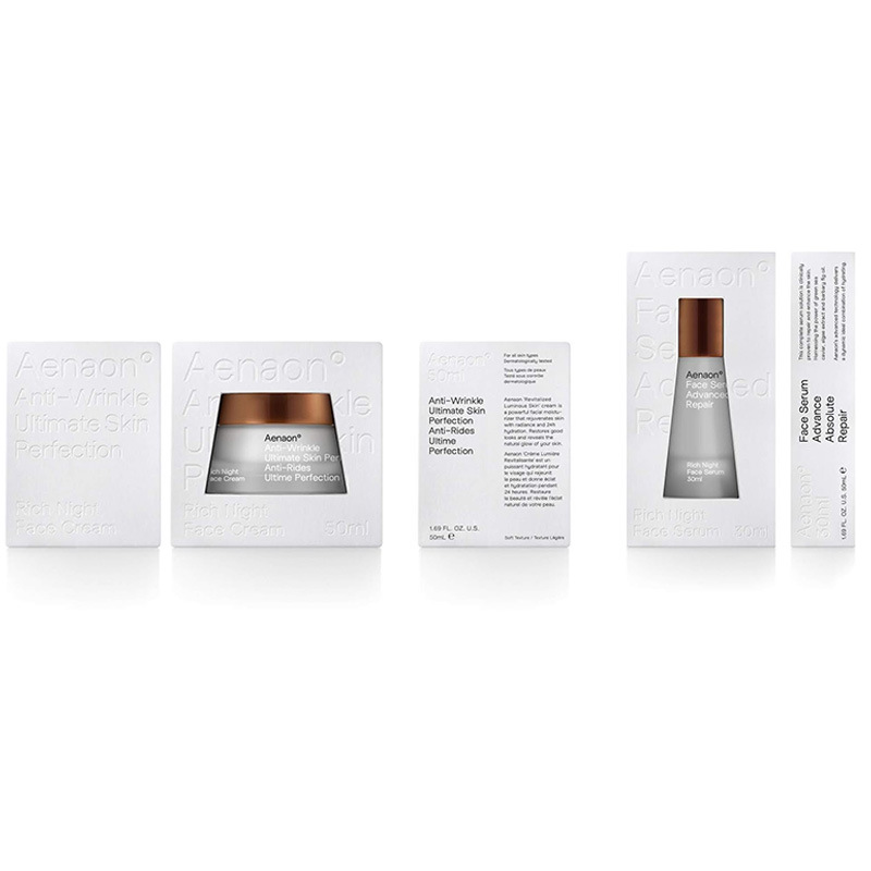 Customized square color box for face cream and eye cream White paper box with window and convex logo Skin care color box manufacturer