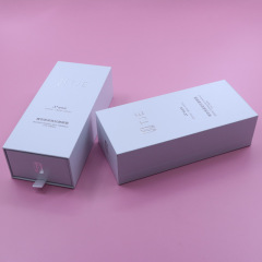 Customized white pull-out box, hardcover cosmetic eye cream drawer box, hot stamping embossed logo, drawer gift box