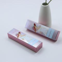 Small quantity pink cardboard covered with bright film folding essence water 30ml perfume box lipstick lip gloss packaging color box