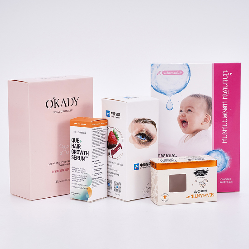 Facial mask toothpaste white cardboard box double socket window UV coated color box skin care products folding paper packaging custom