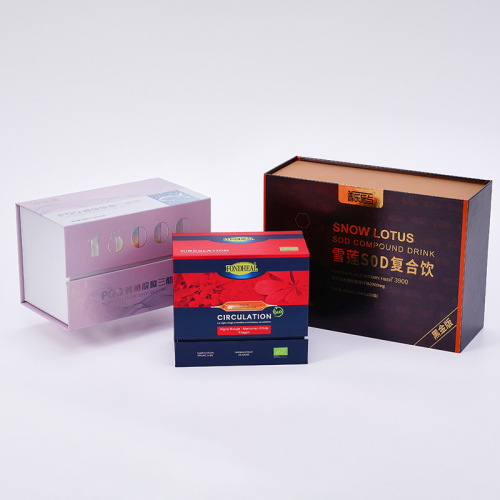 Luxury tea packaging gift box collagen drink gift hardcover box book box top and bottom lid box flip lid gift box