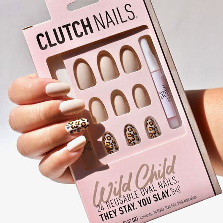 Customized white card extension nail polish packaging color box with window PVC inner tray for nail polish packaging box