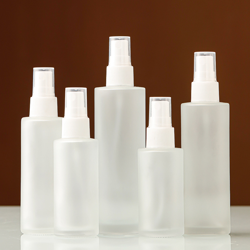 White frosted lotion bottle with lid portable spray bottle travel cosmetics sub-bottle spray bottle empty bottle wholesale