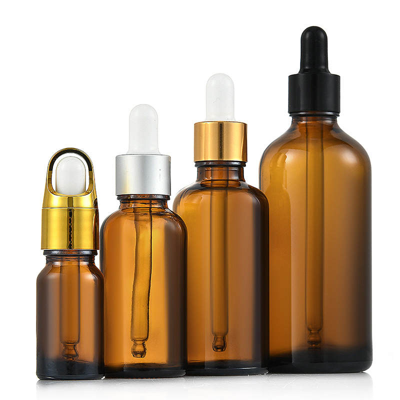 Brown essential oil bottle thick brown light-proof glass rubber head dropper bottle 10ml cosmetic essence liquid empty bottle wholesale