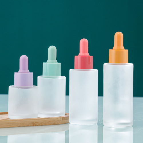 Frosted flat shoulder dropper bottle macaron color essence liquid bottle 20ml30ml portable cosmetics sub-bottle