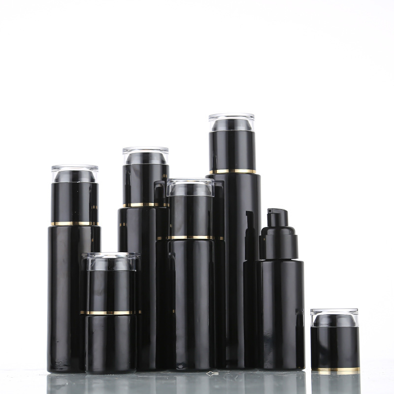 Bright black glass spray bottle sealed light-proof press-type lotion bottle multi-specification cosmetic toner moisture bottle