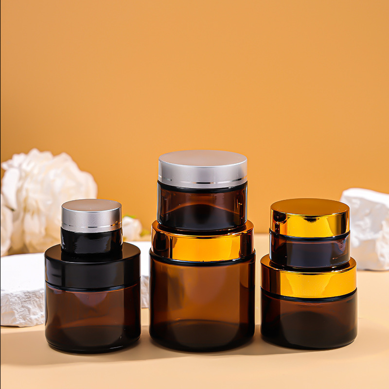 Brown cream bottle face cream bottle empty bottle cosmetic bottle sub-bottle thickened sealed glass mask bottle portable 30g