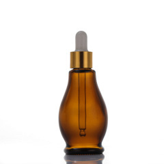 Brown glass essential oil bottle light-proof creative gourd rubber dropper bottle essence cosmetics packaging empty bottle wholesale