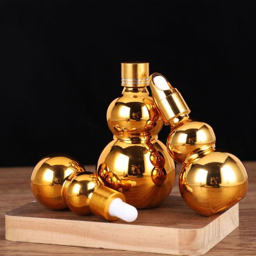 Electroplating glass gourd essential oil bottle gold rubber head dropper bottle empty bottle portable essence sample bottle wholesale