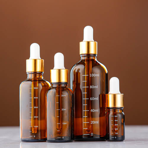 Brown glass essential oil bottle, light-proof, multi-specification rubber dropper, graduated bottle, portable essence cosmetics sub-bottle