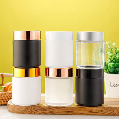 Transparent cream bottle large capacity frosted glass cream bottle spray matte black matte white cosmetic sample empty bottle wholesale