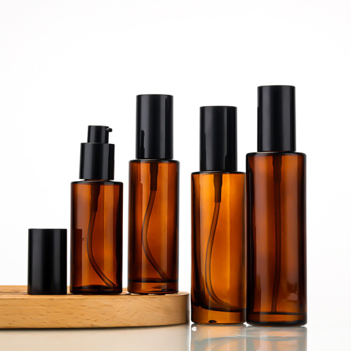 Brown spray bottle push-type lotion bottle light-proof glass skin care product sample bottle portable cosmetics packaging empty bottle