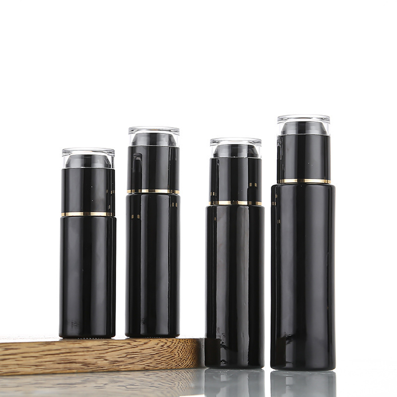 Bright black glass spray bottle sealed light-proof press-type lotion bottle multi-specification cosmetic toner moisture bottle