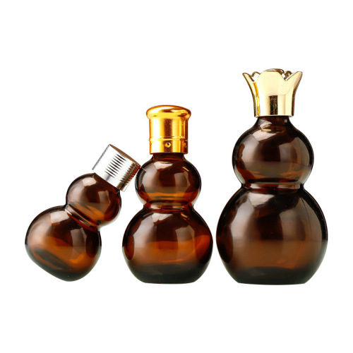 Brown double gourd bottle plastic dropper bottle transparent glass cosmetics packaging bottle travel portable lotion bottle wholesale