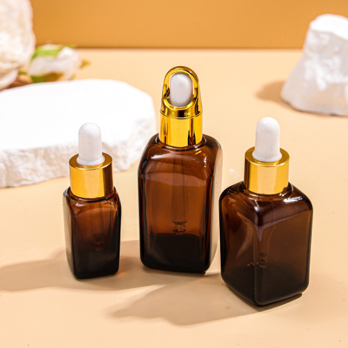 Square brown essential oil bottle light-proof spray bottle dropper reagent bottle dropper bottle light-proof cosmetic sample bottle