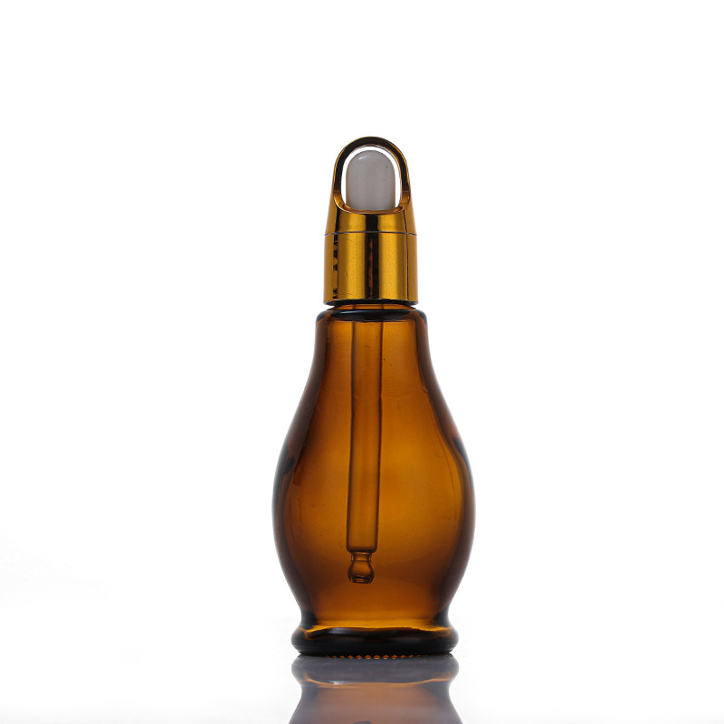 Brown glass essential oil bottle light-proof creative gourd rubber dropper bottle essence cosmetics packaging empty bottle wholesale