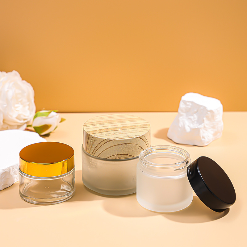 Square cream bottle light-proof glass brown sealed with cover cosmetics sub-bottle eye cream bottle sample empty bottle 20g