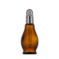 Brown glass essential oil bottle light-proof creative gourd rubber dropper bottle essence cosmetics packaging empty bottle wholesale