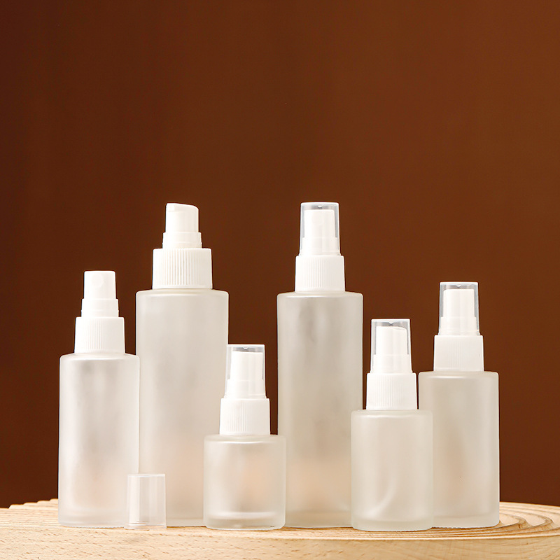 White frosted lotion bottle with lid portable spray bottle travel cosmetics sub-bottle spray bottle empty bottle wholesale