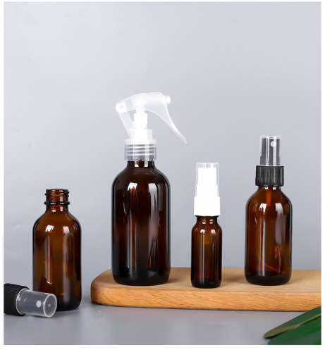 Brown transparent Boston bottle glass light-proof large-capacity spray bottle bakelite cover cosmetic sub-bottle empty bottle