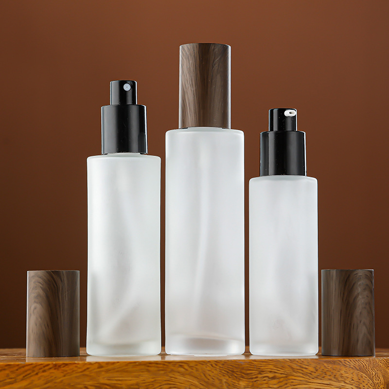 Frosted glass lotion bottle push-type essence lotion bottle sealed face cream eye cream cosmetics packaging empty bottle wholesale