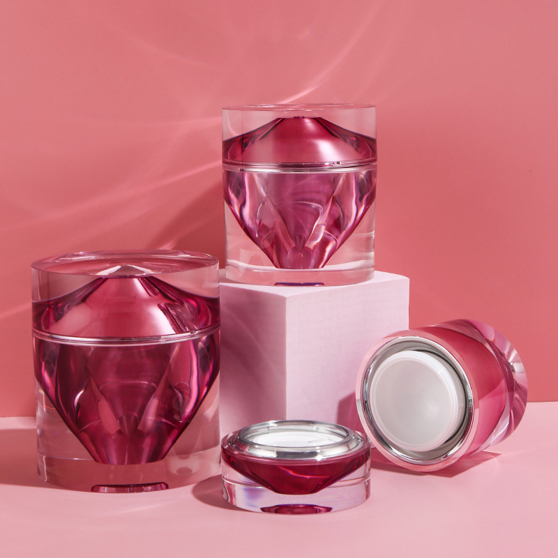 High-end red diamond cosmetic bottle vacuum set acrylic lotion skin care bottle lotion sub-bottle wholesale