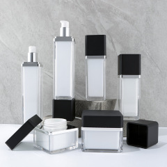 New black square bottle set acrylic bottle lotion cream vacuum cosmetic packaging bottle