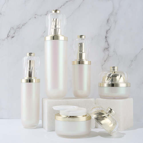 High-end crown bottle acrylic lotion sub-bottle pearlescent lady cream face cream eye cream vacuum packaging bulk empty bottle