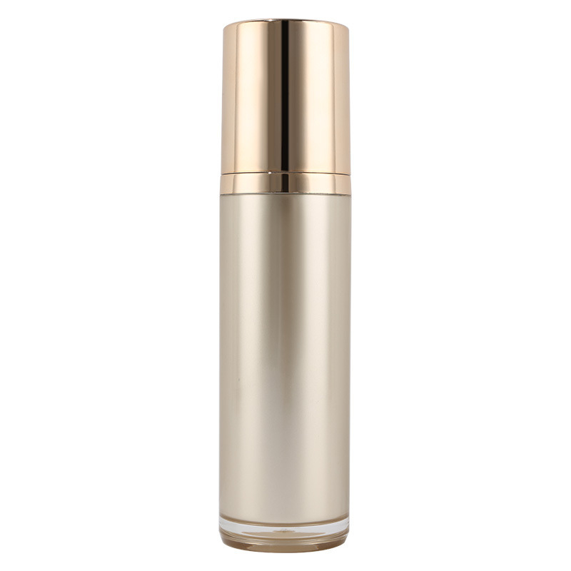Acrylic cosmetic set bottle gold straight round bottle lotion cream vacuum packaging bottle packaging material small batch