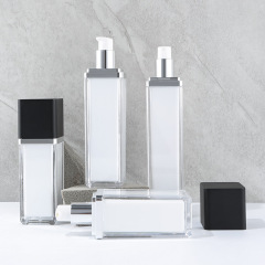 New black square bottle set acrylic bottle lotion cream vacuum cosmetic packaging bottle
