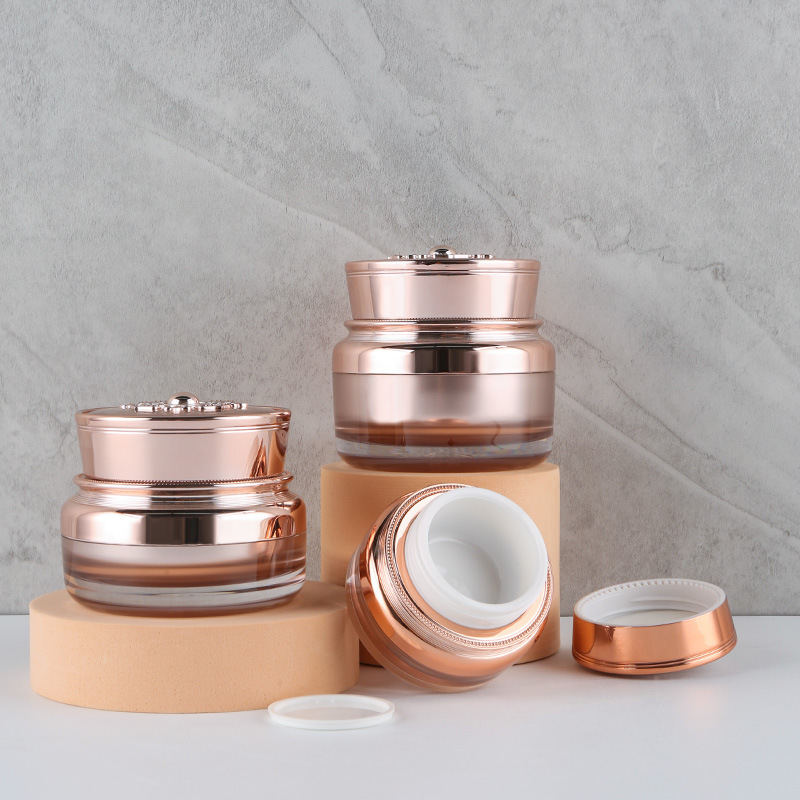 High-end rose gold lace bottle cosmetic lotion sub-bottle vacuum water cream bottle set acrylic bottle