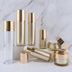 Acrylic cosmetic set bottle gold straight round bottle lotion cream vacuum packaging bottle packaging material small batch
