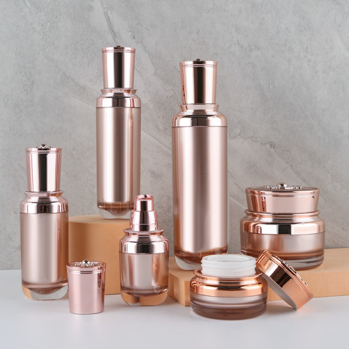 High-end rose gold lace bottle cosmetic lotion sub-bottle vacuum water cream bottle set acrylic bottle