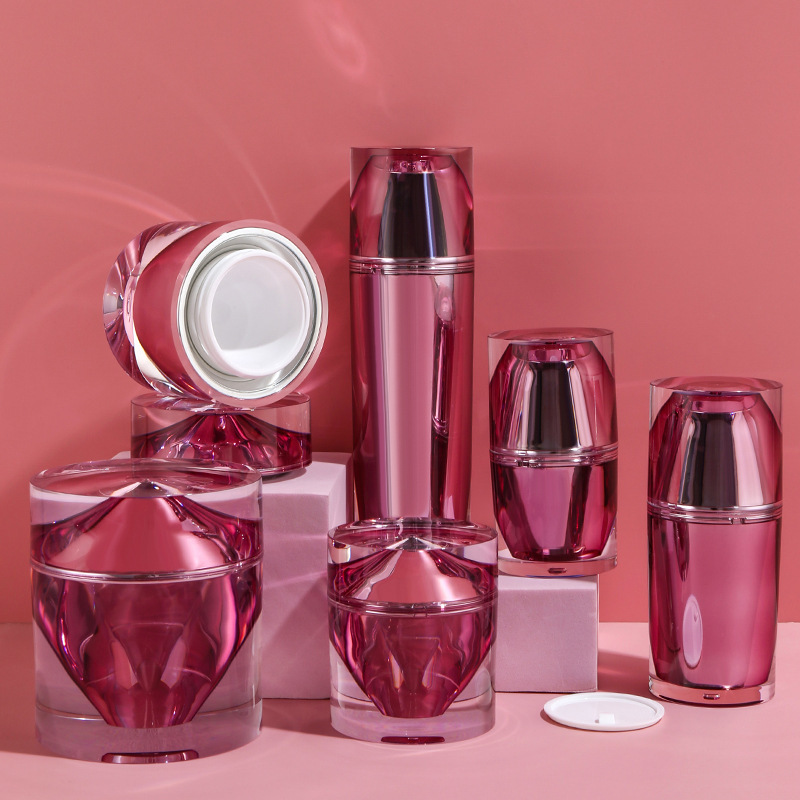 High-end red diamond cosmetic bottle vacuum set acrylic lotion skin care bottle lotion sub-bottle wholesale