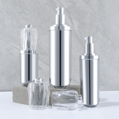 High-end crown bottle acrylic silver double-layer skin care product packaging bottle set water lotion cream vacuum packaging material wholesale