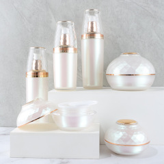 Acrylic skin care bottle set lotion essence cream sub-bottle packaging material high-end pearlescent empty bottle