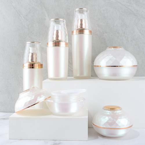 Acrylic skin care bottle set lotion essence cream sub-bottle packaging material high-end pearlescent empty bottle