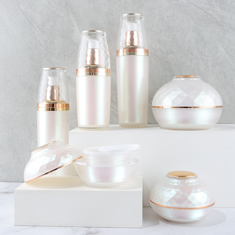 Acrylic skin care bottle set lotion essence cream sub-bottle packaging material high-end pearlescent empty bottle