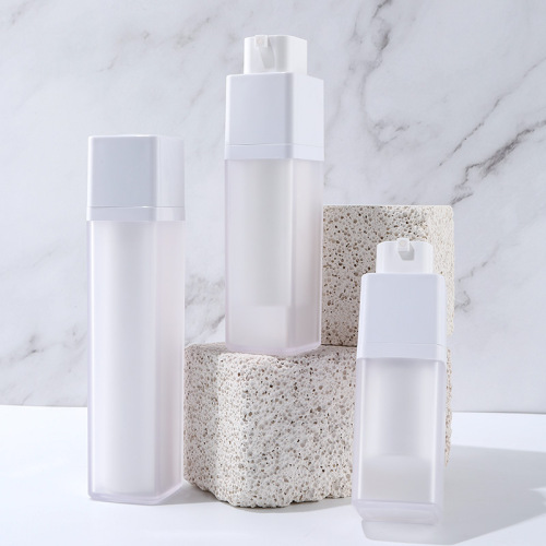 White rotating square bottle 15ml30ml50ml lotion bottle advanced frosted vacuum cosmetic packaging bottle