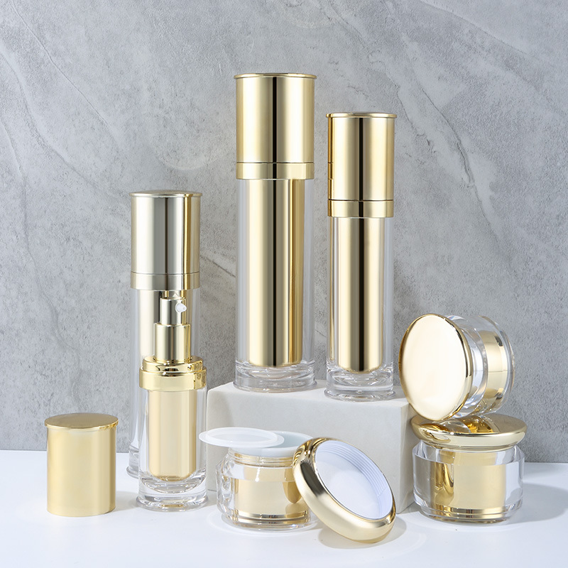 Acrylic lotion bottle set plastic gold reverse edge bottle cosmetics portable bottle packaging material bottle skin care products
