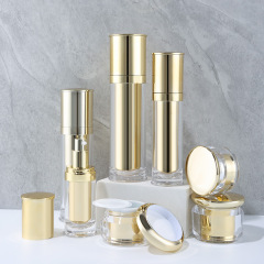 Acrylic lotion bottle set plastic gold reverse edge bottle cosmetics portable bottle packaging material bottle skin care products