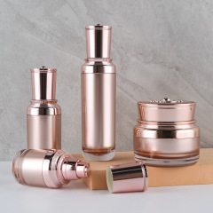 High-end rose gold lace bottle cosmetic lotion sub-bottle vacuum water cream bottle set acrylic bottle